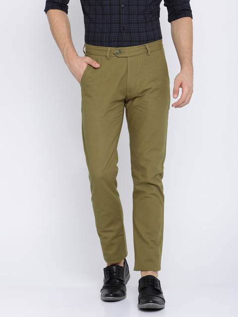 

Peter England Casuals Men Khaki Super Slim Fit Solid Casual Trousers