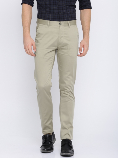 

Peter England Casuals Men Khaki Super Slim Fit Solid Chinos
