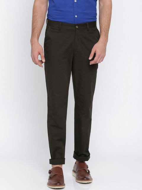 

Peter England Men Brown Slim Fit Solid Regular Trousers