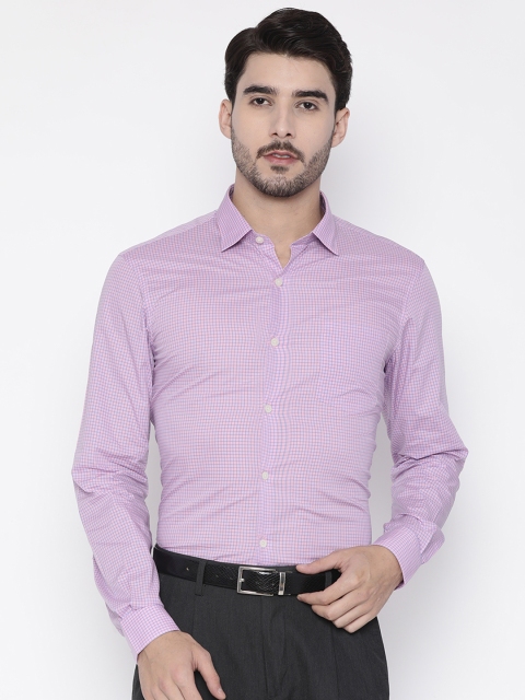 

Arrow Men Pink & Blue Slim Fit Checked Formal Shirt