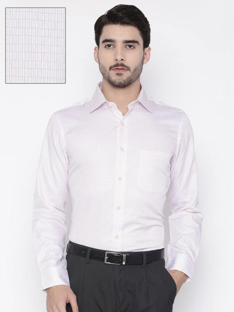 

Arrow Men White & Pink Regular Fit Checked Formal Shirt