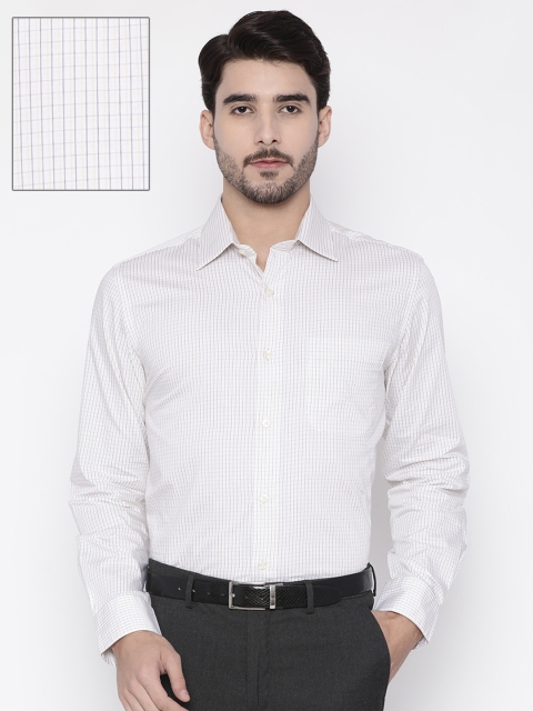 

Arrow Men Off-White & Yellow Regular Fit Checked Formal Shirt