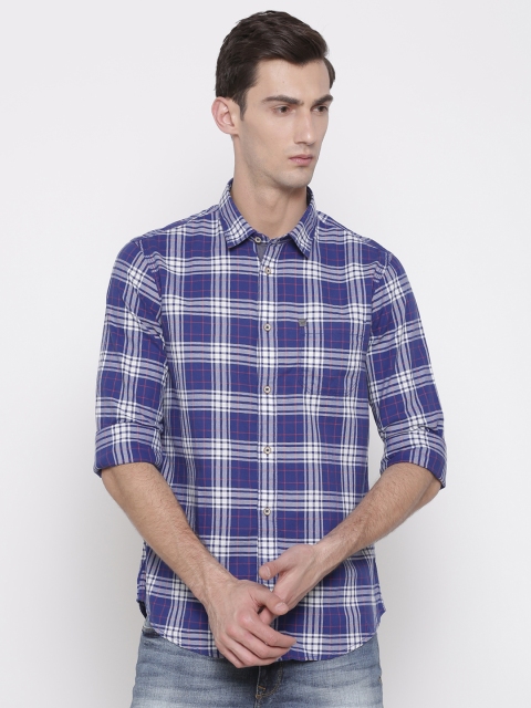 

Arrow Blue Jean Co. Men Blue & White Slim Fit Checked Casual Shirt