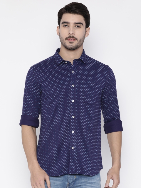 

Arrow Men Navy Blue Regular Fit Printed Casual Shirt