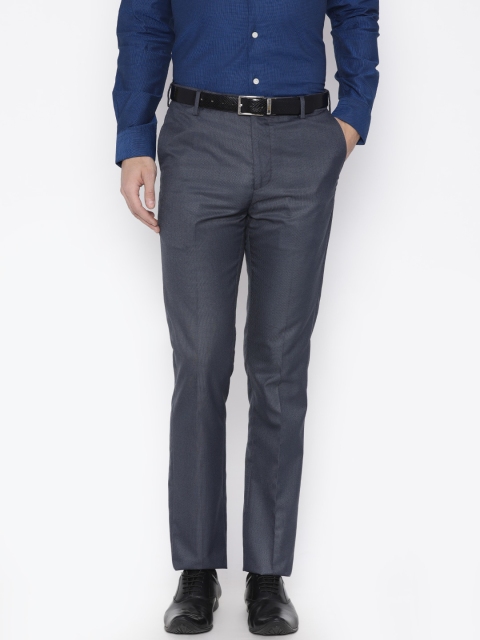 

Arrow Men Grey Tapered Fit Self Design Formal Trousers