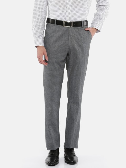 

Arrow Men Grey Slim Fit Self Design Formal Trousers