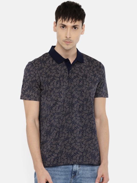 

Arrow Men Navy Blue Printed Polo Collar T-shirt