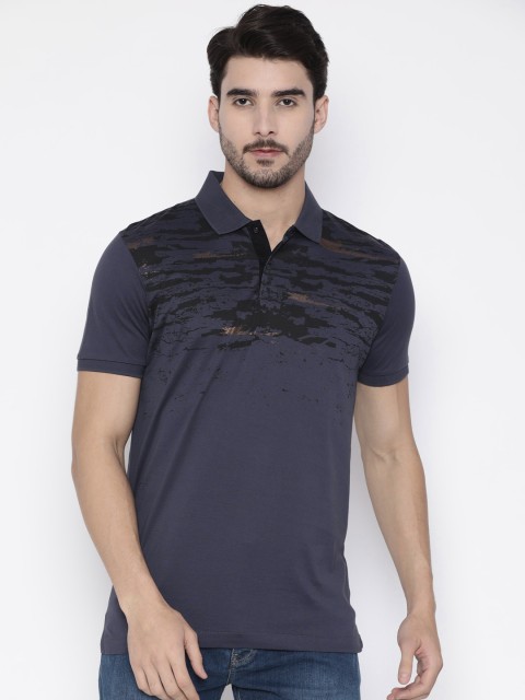 

Arrow New York Men Navy Printed Polo T-shirt, Navy blue