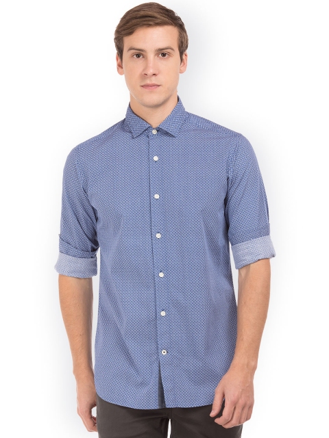 

Nautica Men Blue & White Tailored Fit Printed Casual Shirt