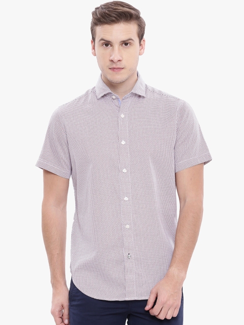 

Nautica Men White & Maroon Regular Fit Printed Casual Shirt