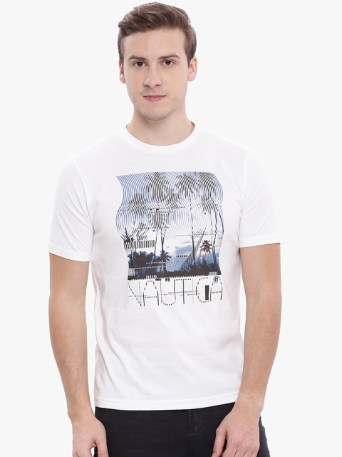 

Nautica Men White Printed Round Neck T-shirt