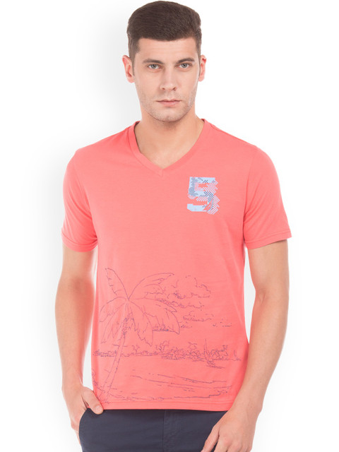 

Nautica Men Coral Solid V-Neck T-shirt