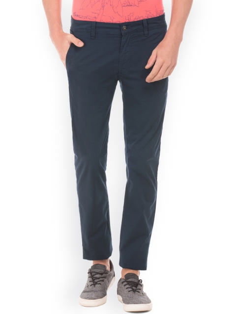 

Nautica Men Navy Blue Slim Fit Solid Regular Trousers