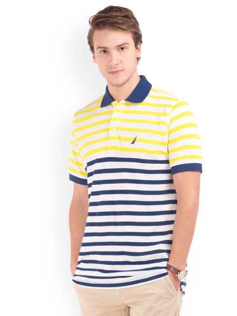 

Nautica Men Navy Blue Striped Polo Collar T-shirt