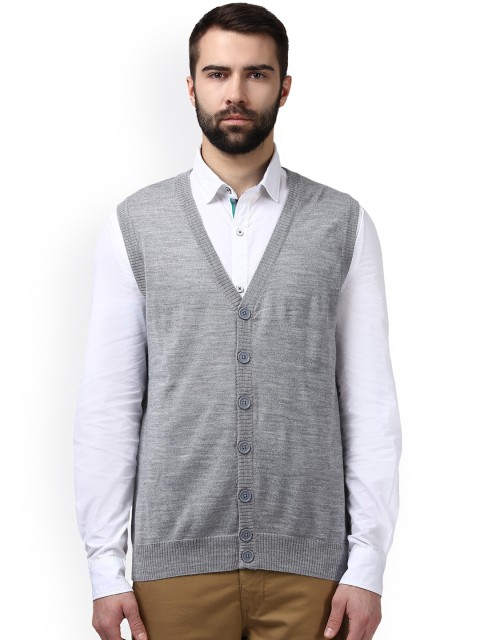 

Raymond Men Grey Solid Sweater Woolen Vest