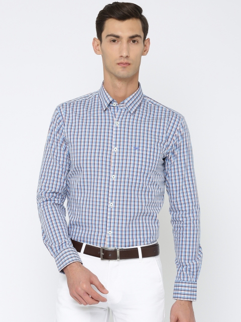 

Park Avenue Men Blue & Orange Slim Fit Checked Smart Casual Shirt