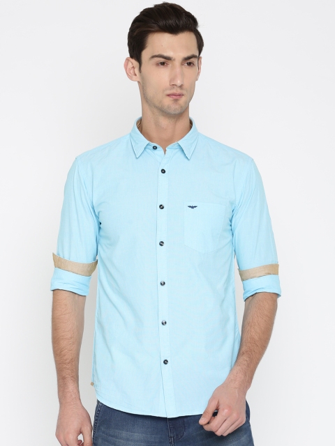 

Park Avenue Men Turquoise Blue Slim Fit Solid Casual Shirt