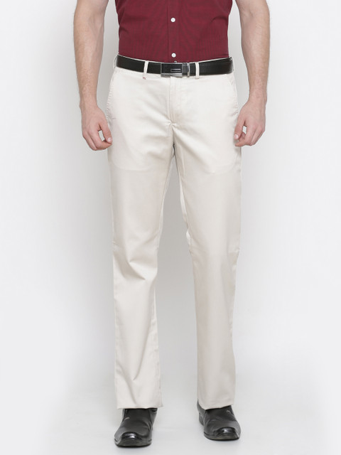 

Raymond Men Beige Regular Fit Solid Formal Trousers