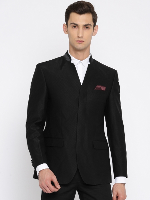 

Park Avenue Black Super Slim Fit Self Design Formal Blazer