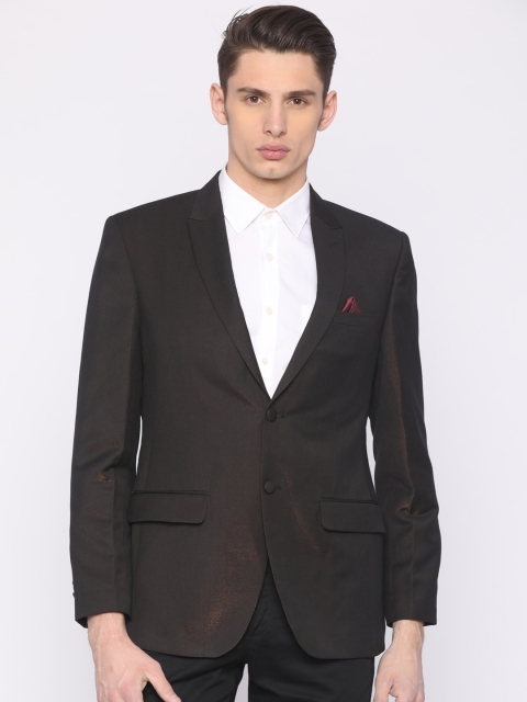 

Park Avenue Black And Brown Single-Breasted Slim Fit Party Blazer