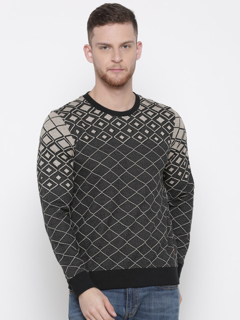 

Raymond Men Charcoal Grey Self Design Pullover