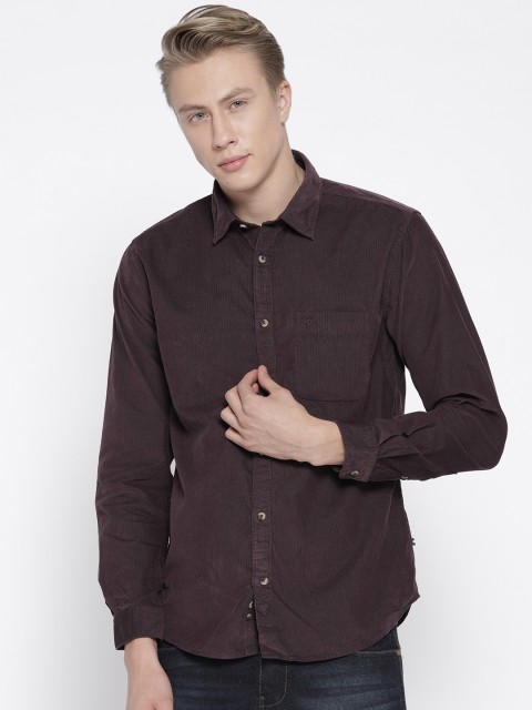 

Park Avenue Men Purple Slim Fit Solid Corduroy Shirt