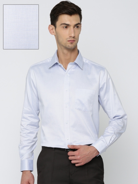 

Park Avenue Men White & Blue Regular Fit Self Design Formal Shirt