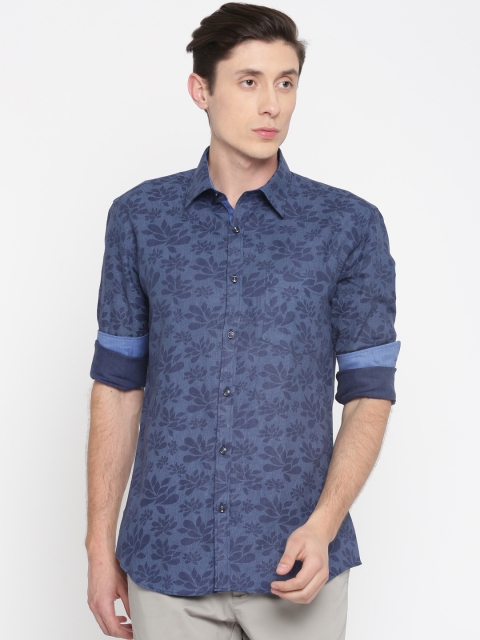 

Park Avenue Men Blue Slim Fit Printed Linen Casual Shirt
