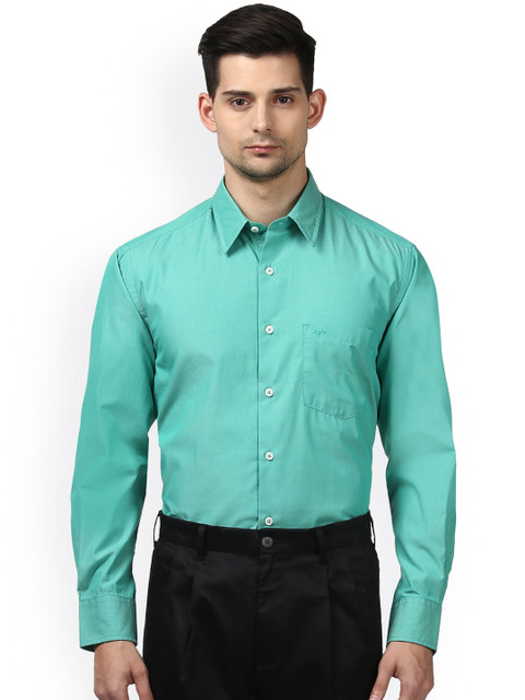 

ColorPlus Men Green Regular Fit Solid Formal Shirt