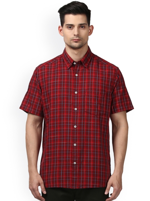 

ColorPlus Men Maroon Regular Fit Checked Casual Shirt