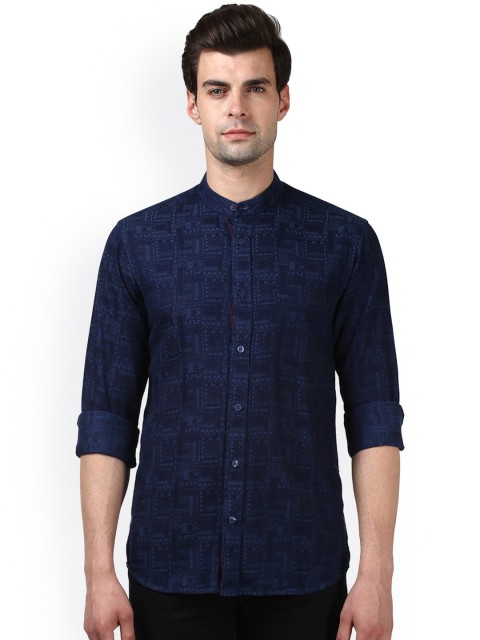 

ColorPlus Men Blue Tailored Fit Printed Casual Shirt