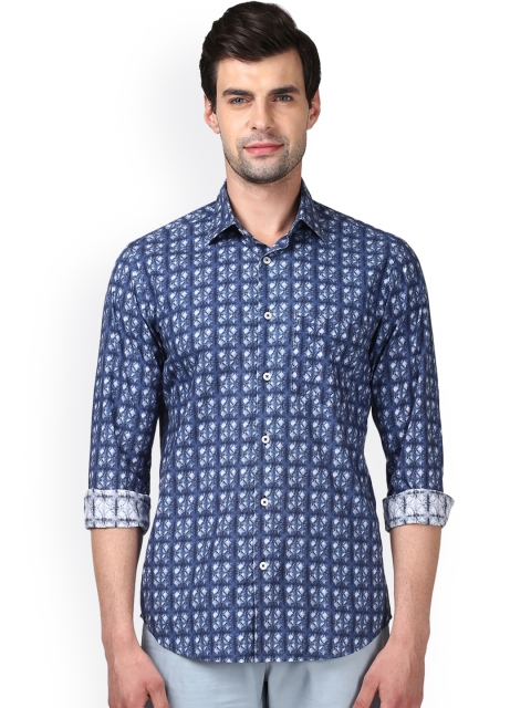 

ColorPlus Men Blue Tailored Fit Printed Casual Shirt