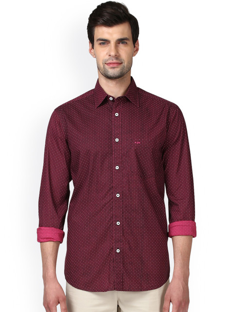 

ColorPlus Men Red Tailored Fit Printed Casual Shirt