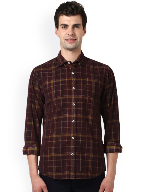 

ColorPlus Men Brown Tailored Fit Checked Casual Shirt