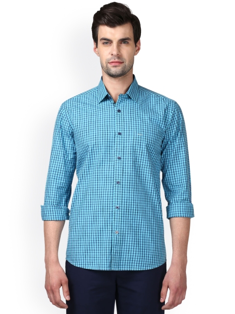 

ColorPlus Men Blue Tailored Fit Checked Casual Shirt