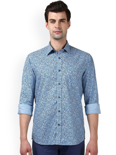 

ColorPlus Men Blue Tailored Fit Printed Casual Shirt