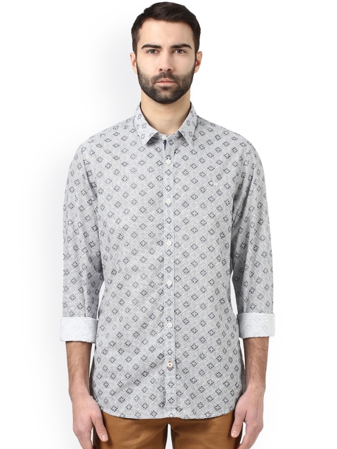 

ColorPlus Men Navy Blue & Grey Regular Fit Printed Casual Shirt