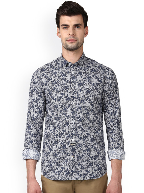 

ColorPlus Men Blue & Off-White Regular Fit Printed Casual Shirt