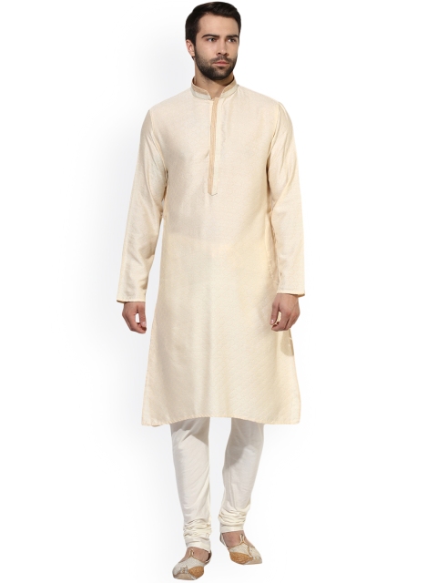 

KISAH Men Cream-Coloured Self Design Kurta with Pyjamas