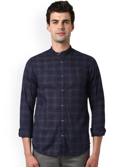 

ColorPlus Men Navy Blue Regular Fit Checked Casual Shirt