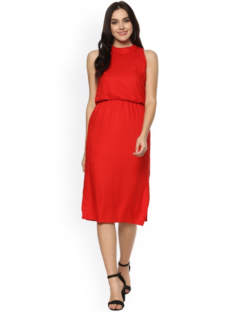 

Zima Leto Women Red Solid Balloon Dress