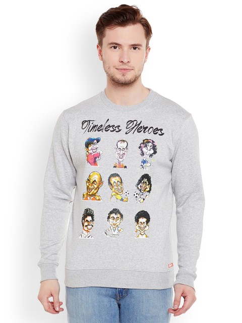 

Wear Your Mind Men Grey Printed Sweatshirt