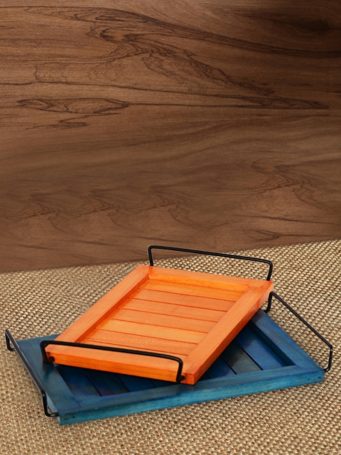 

ExclusiveLane Set of 2 Serving Tray Set, Orange