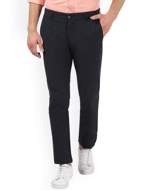 

Parx Men Charcoal Tapered Fit Checked Formal Trousers