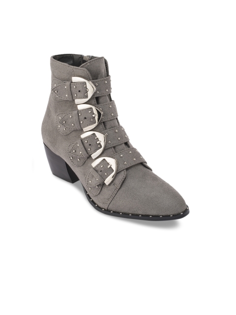 

Truffle Collection Women Grey Solid Heeled Boots