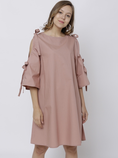 

Tokyo Talkies Women Pink Solid A-Line Dress