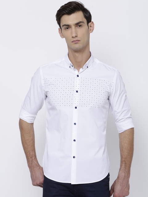 

Black coffee Men White Slim Fit Solid Casual Shirt