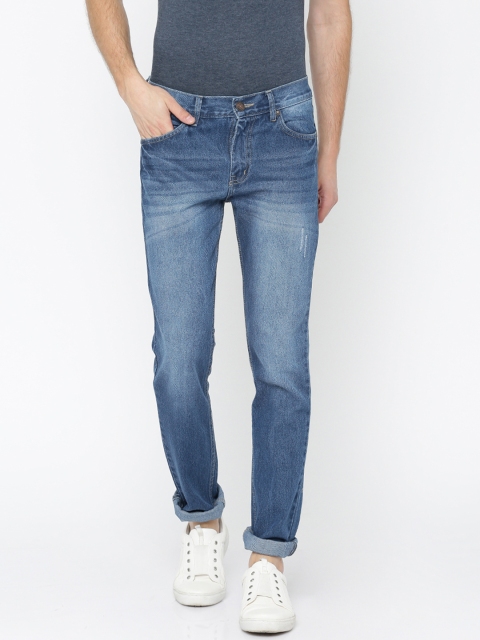 

American Crew Men Blue Straight Fit Mid-Rise Low Distress Jeans
