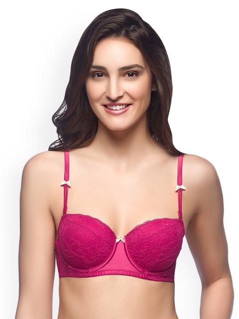 

Amante Magenta Lace Underwired Lightly Padded Balconette Bra BRA27701