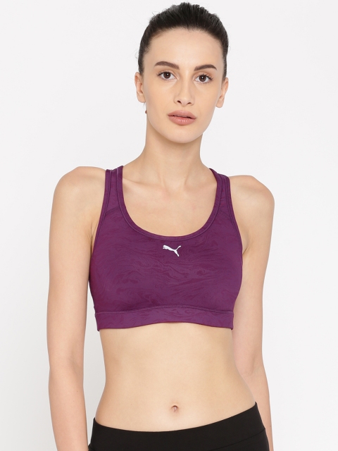

Puma Purple Printed Non-Wired Lightly Padded PWRSHAPE Forever Sports Bra 51554619